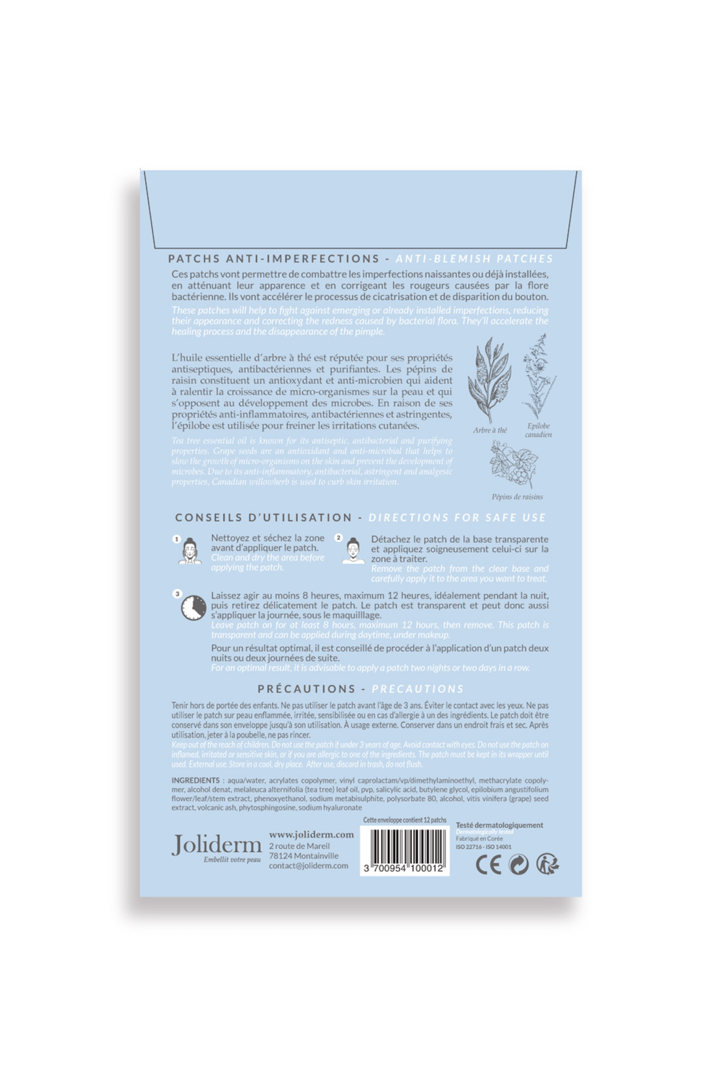 Patchs anti imperfections Joliderm anti acné
